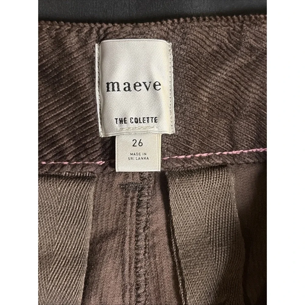 Maeve by Anthropologie Colette Wide Leg Corduroy Pants Womens 26 Brown Pocket - Picture 3 of 6